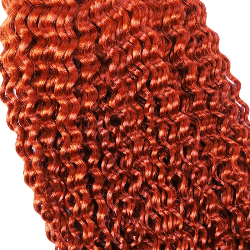 Ginger Color Deep Curly Human Braiding Hair Bulk Human Hair Extension For Burmese Boho Braids No Weft