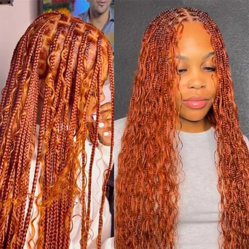 Ginger Color Deep Curly Human Braiding Hair Bulk Human Hair Extension For Burmese Boho Braids No Weft
