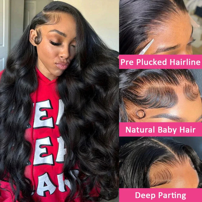 Glueless 13X4 Lace Front Wig Pre plucked With Baby Hair Body Wave Human Hair Wigs