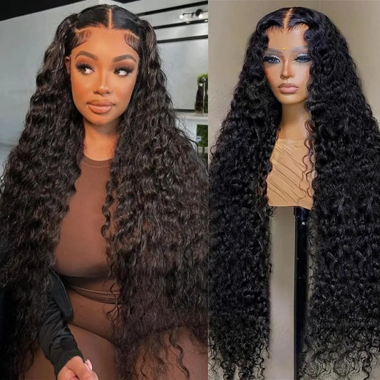 Glueless Deep Curly Lace Closure Wig 6x6 HD Lace Human Hair Wig Curly Hair with Pre-plucked