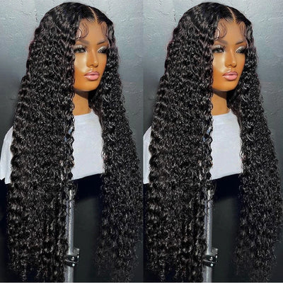 Glueless Deep Curly Lace Closure Wig 6x6 HD Lace Human Hair Wig Curly Hair with Pre-plucked