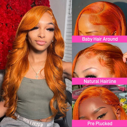 Glueless Ginger Human Hair Wig 13x4 Lace Front Wig Body Wave Hair Wigs Lace Frontal Wig 30 Inch