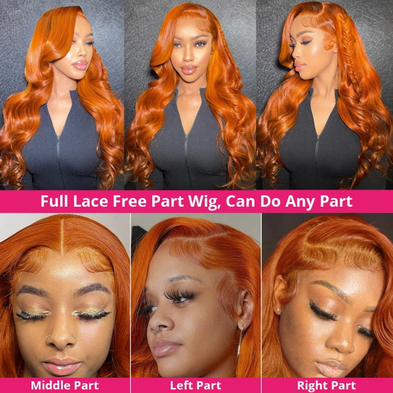 Glueless Ginger Human Hair Wig 13x4 Lace Front Wig Body Wave Hair Wigs Lace Frontal Wig 30 Inch