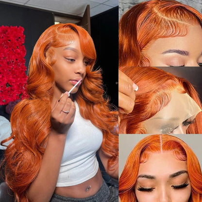 Glueless Ginger Human Hair Wig 13x4 Lace Front Wig Body Wave Hair Wigs Lace Frontal Wig 30 Inch