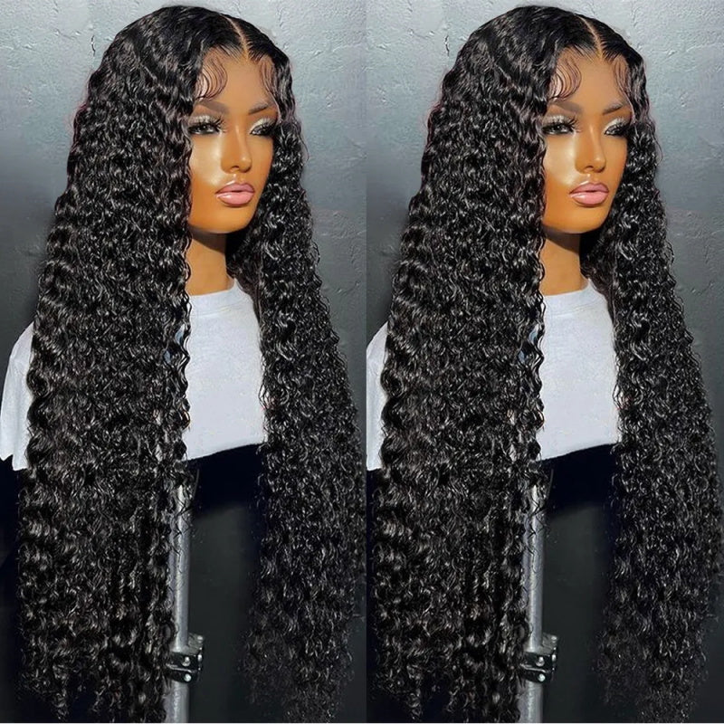 Glueless Water Wave Lace Front Wig 250% Density 13x4 HD Lace Wig 40 Inch Long Human Hair Wigs