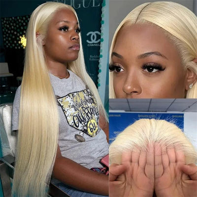 Glueless Wig Blonde Lace Front Wig Straight Blonde Wigs HD Transparent 13x4 Lace Frontal Wig 613 Human Hair Wig 36 Inch With Natural Hairline