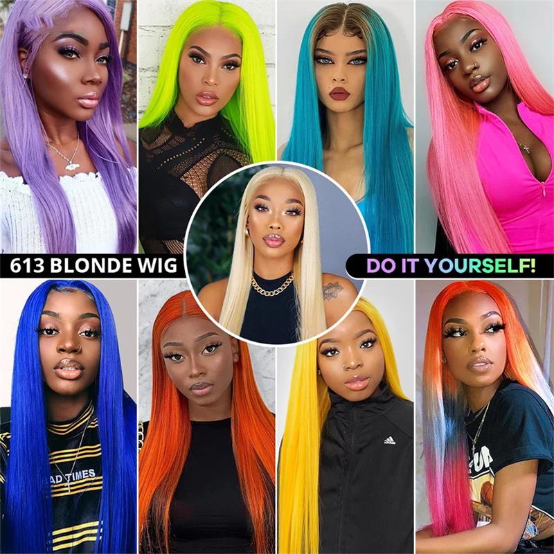 Glueless Wig Blonde Lace Front Wig Straight Blonde Wigs HD Transparent 13x4 Lace Frontal Wig 613 Human Hair Wig 36 Inch With Natural Hairline