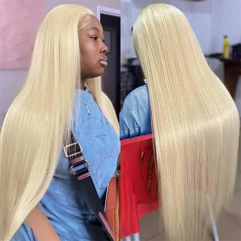 Glueless Wig Blonde Lace Front Wig Straight Blonde Wigs HD Transparent 13x4 Lace Frontal Wig 613 Human Hair Wig 36 Inch With Natural Hairline