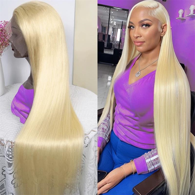 Glueless Wig Blonde Lace Front Wig Straight Blonde Wigs HD Transparent 13x4 Lace Frontal Wig 613 Human Hair Wig 36 Inch With Natural Hairline