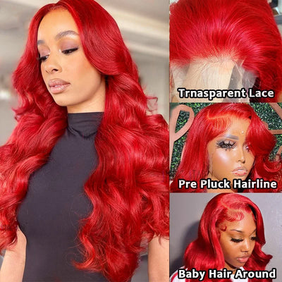 Glueless Wig Red Human Hair Wig 13x4 Lace Front Wig Body Wave Hair Wig