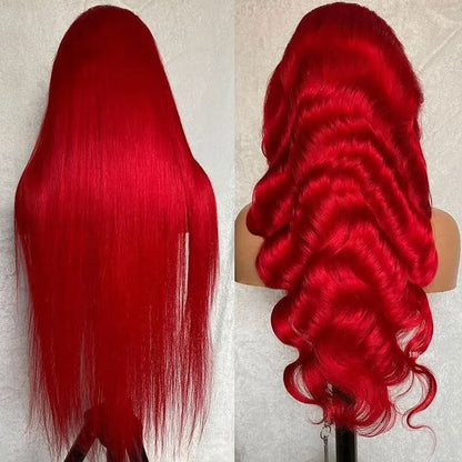 Glueless Wig Red Human Hair Wig 13x4 Lace Front Wig Body Wave Hair Wig