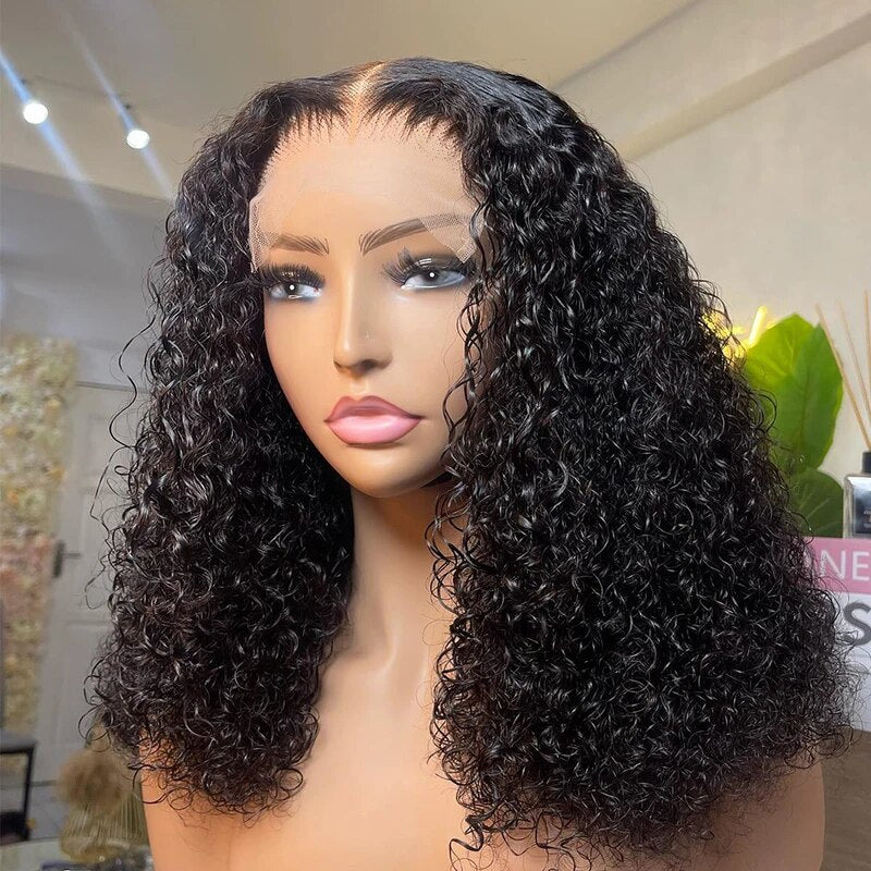 Hairinbeauty Wear Go Kinky Curly 5x5 Bob Lace Wig Pre Bleached Tiny Knots HD Lace Glueless Wig