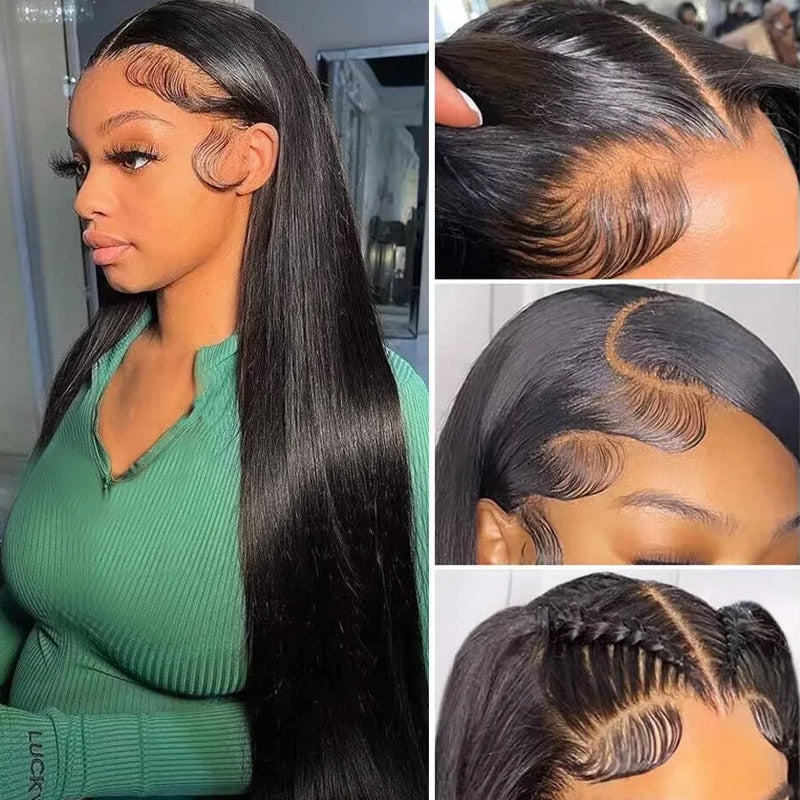 Hairinbeauty 7x6 Glueless Lace Straight Wig With Pre Bleached Knots Plucked Hairline 250% Density