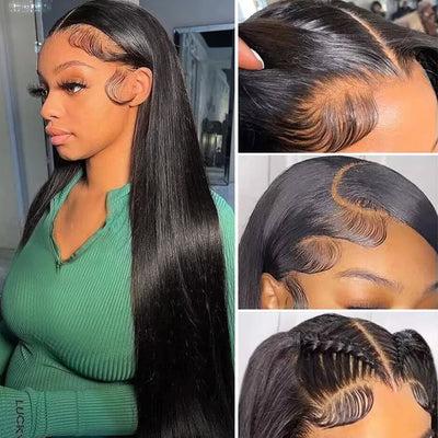 Hairinbeauty 7x6 Glueless Lace Straight Wig With Pre Bleached Knots Plucked Hairline 250% Density