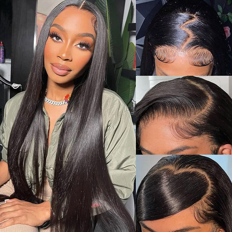 Hairinbeauty 7x6 Glueless Lace Straight Wig With Pre Bleached Knots Plucked Hairline 250% Density