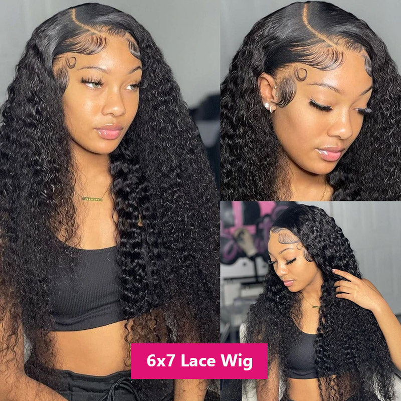 Hairinbeauty 7x6 PartingMax Glueless Wig Deep Wave Wig With Pre Plucked Hairline 100% Human Hair