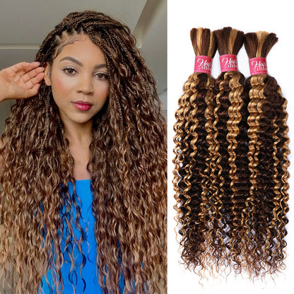 Highlight P4/27 Deep Wave Bulk Human Hair Bundles for Braiding