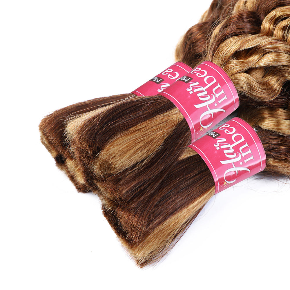 Highlight P4/27 Deep Wave Bulk Human Hair Bundles for Braiding