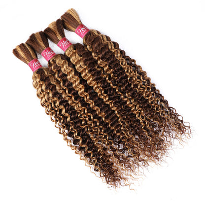 Highlight P4/27 Deep Wave Bulk Human Hair Bundles for Braiding