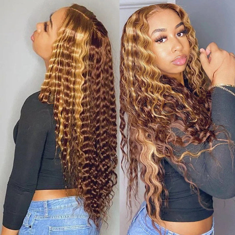 [Highlight Wig Flash Sale!] 14"-26" Save 50% OFF Honey Blonde 13x4 Transparent Lace Front Human Hair Wig Deal