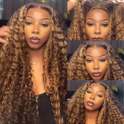 Highlight Deep Wave 5x5 Lace Closure Wig 180% Density Ready To Wear Glueless Wigs with Pre Plucked Hairline