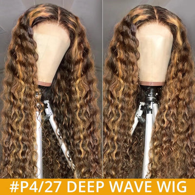 Highlight Deep Wave 5x5 Lace Closure Wig 180% Density Ready To Wear Glueless Wigs with Pre Plucked Hairline