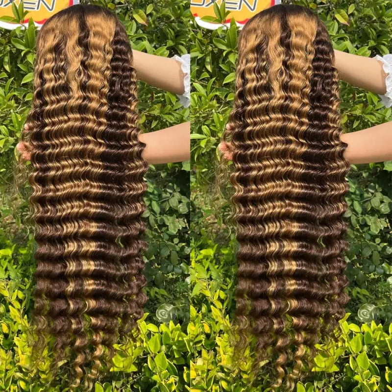 Highlight Deep Wave 5x5 Lace Closure Wig 180% Density Ready To Wear Glueless Wigs with Pre Plucked Hairline