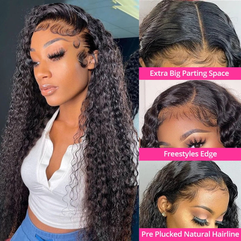 Long 30 Inch Glueless Water Wave Wig 13x4 HD Lace Front Wig Wet and Wavy Lace Frontal Wig with Pre-plucked