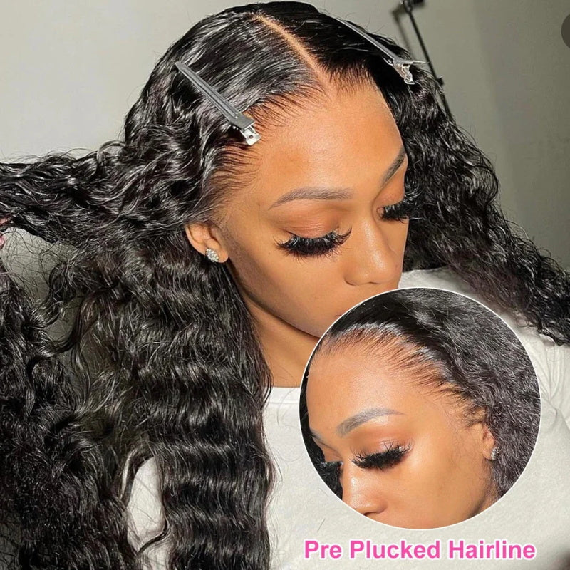 Long 30 Inch Glueless Water Wave Wig 13x4 HD Lace Front Wig Wet and Wavy Lace Frontal Wig with Pre-plucked