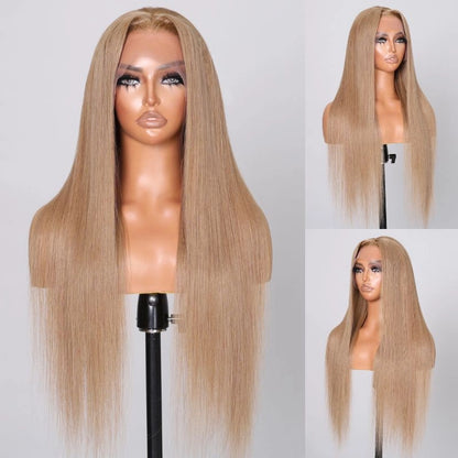 Long 32inch 180%Density 13x4 HD Lace Light Flaxen Brown Cozy Blonde Straight Wigs Glueless Wear Go Wig