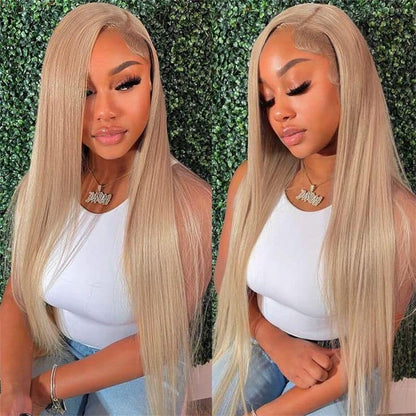 Long 32inch 180%Density 13x4 HD Lace Light Flaxen Brown Cozy Blonde Straight Wigs Glueless Wear Go Wig