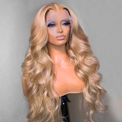 Long 32inch 180%Density 13x4 HD Lace Light Flaxen Brown Cozy Blonde Straight Wigs Glueless Wear Go Wig