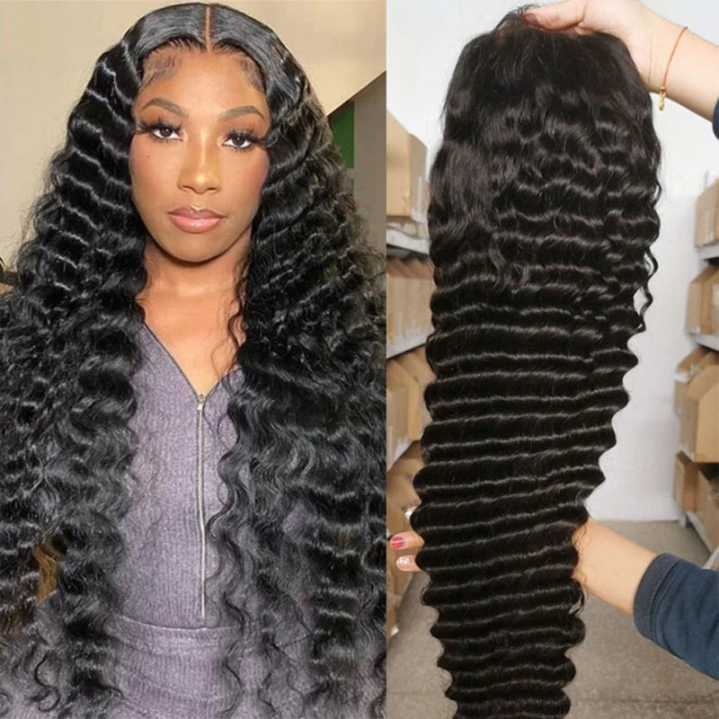 Long 32inch 4x4 HD Lace Closure Wigs Loose Deep Wave Wig Glueless Human Hair Wigs 200% Density