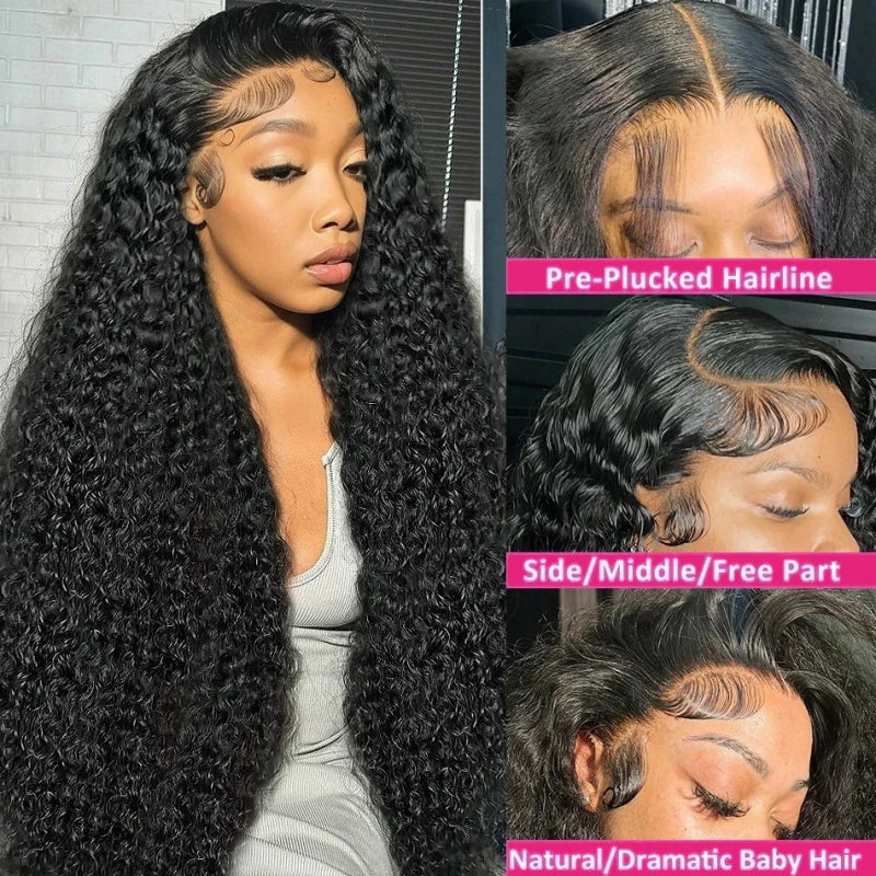 Long 40inch 250% Density Glueless Deep Wave Lace Front Wig 13x4 HD Lace Front Human Hair Wig