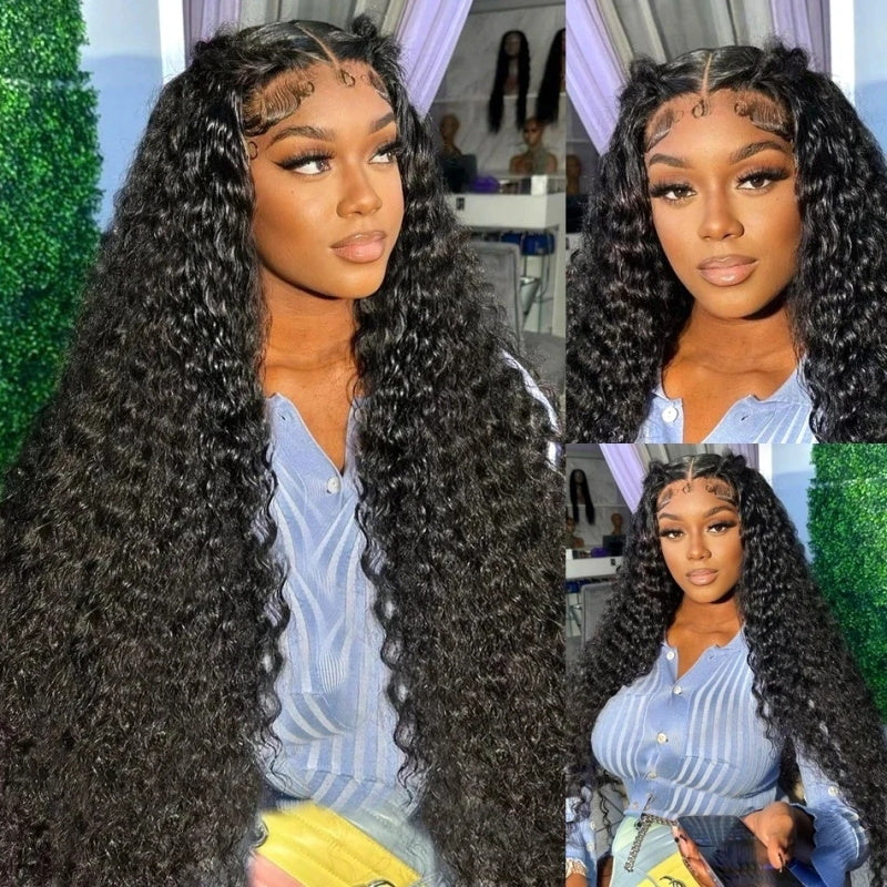 Long 40inch 250% Density Glueless Deep Wave Lace Front Wig 13x4 HD Lace Front Human Hair Wig