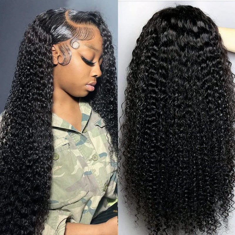 Long 40inch 250% Density Glueless Deep Wave Lace Front Wig 13x4 HD Lace Front Human Hair Wig