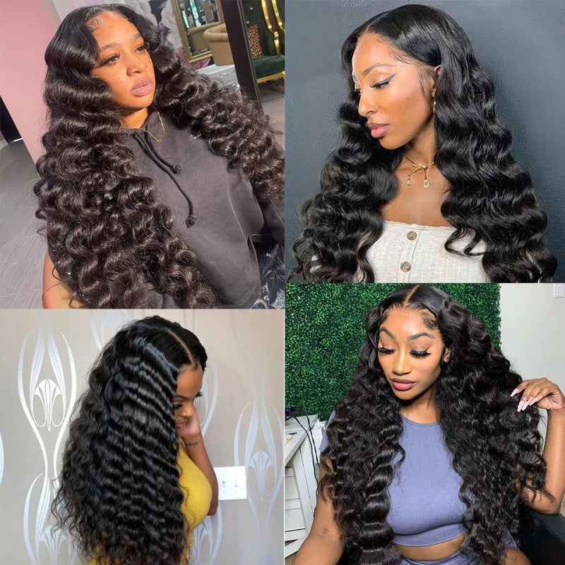 Loose Deep Wave Brazilian Hair 3 Bundles with 4x4 Closure 100% Human Hair Extension