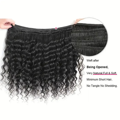 Loose Deep Wave Brazilian Hair 3 Bundles with 4x4 Closure 100% Human Hair Extension