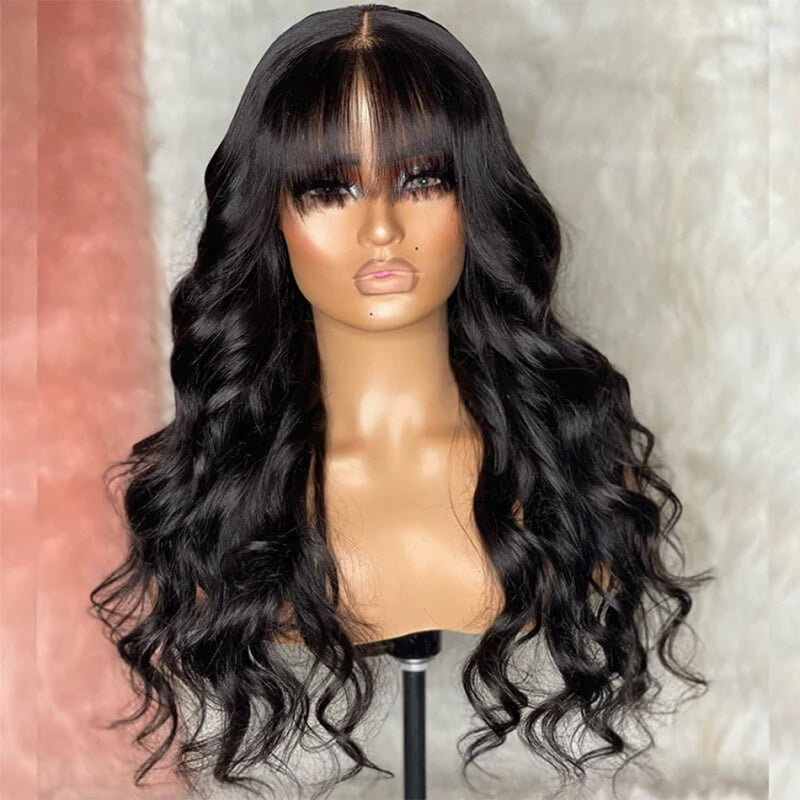 [Machine Made Wig Flash Sale! ] 10"-28" Save 50% OFF Straight With Bangs Remy Brazilian Human Hair Wigs Machine Made Wig With Bangs For Black Women