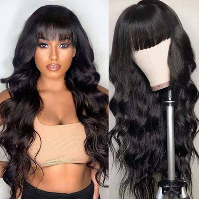 [Mother's Day Sale! ] 10"-28" Save 50% OFF Straight With Bangs Remy Brazilian Human Hair Wigs Machine Made Wig With Bangs For Black Women