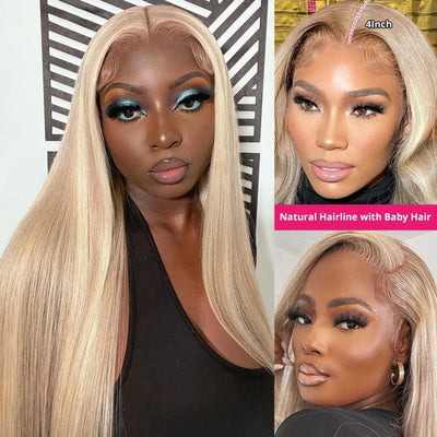 New Arrival Barbie Blonde Wig With Brown Highlights #P10/613 13x4 Lace Front Wigs Straight & Body Wave Glueless Wig