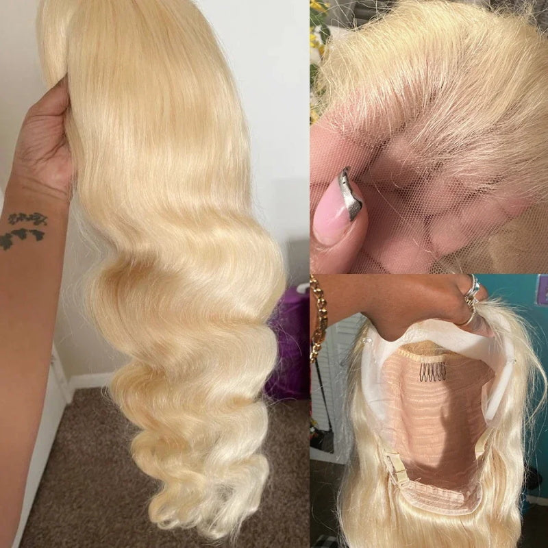 Overnight Shipping 613 Blonde Body Wave 13x4 HD Lace Front Human Hair Wig With Pre-plucked