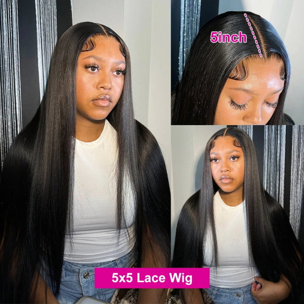 Overnight Shipping Bleached Knots 5x5 Body Wave Hair Wear And Go Wig Pre Cut Lace Human Hair Wigs