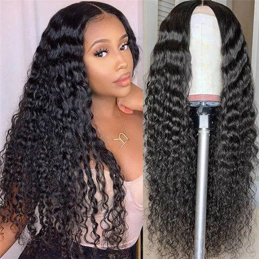 Overnight Shipping Deep Wave Glueless Wig 13x4 Transparent Lace Front Wig Pre Plucked Natural Color