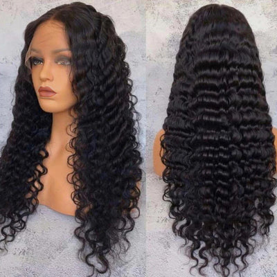 Overnight Shipping Deep Wave Glueless Wig 13x4 Transparent Lace Front Wig Pre Plucked Natural Color