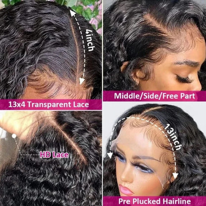 Overnight Shipping Water Wave Human Hair Wigs 13x4 Glueless Lace Frontal Wigs Human Hair Pre Plucked with Baby Hair Wet and Wavy Wigs
