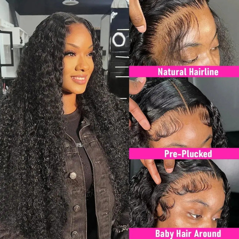 Overnight Shipping Deep Wave Glueless Wig 13x4 Transparent Lace Front Wig Pre Plucked Natural Color