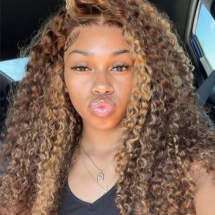 Glueless Wear And Go Wig P4/27 Highlight Deep Wave Human Hair Wig Pre-plucked 13x4 Lace Frontal Wig With Pre-Cut Lace