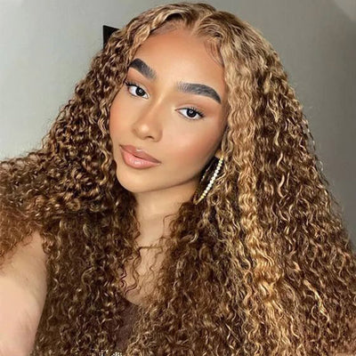 5x5 Highlight Deep Wave Lace Front Wig 180% Density Wear to Go Wigs