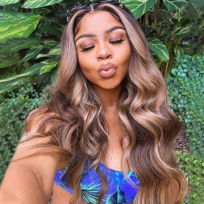 Highlight Body Wave Ready To Wear Glueless Wigs Pre-plucked 13x6 Body Wave Lace Front Wig With Bleached Knots Beginner Friendly